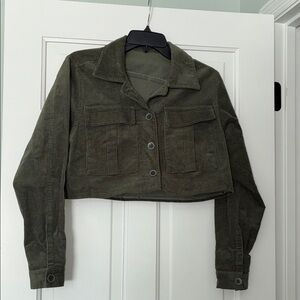 Amara corduroy Olive Green Cropped Jacket